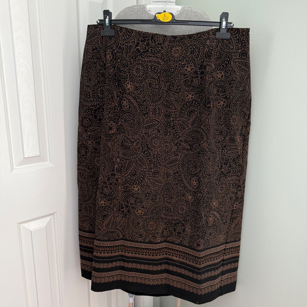 Briggs New York Brown Paisley Maxi Skirt Whimsygoth Dark Academia 40 Waist